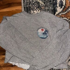 Cropped Gray Graphic Sweatshirt
